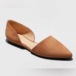 Brown suede pointed flats NWOT